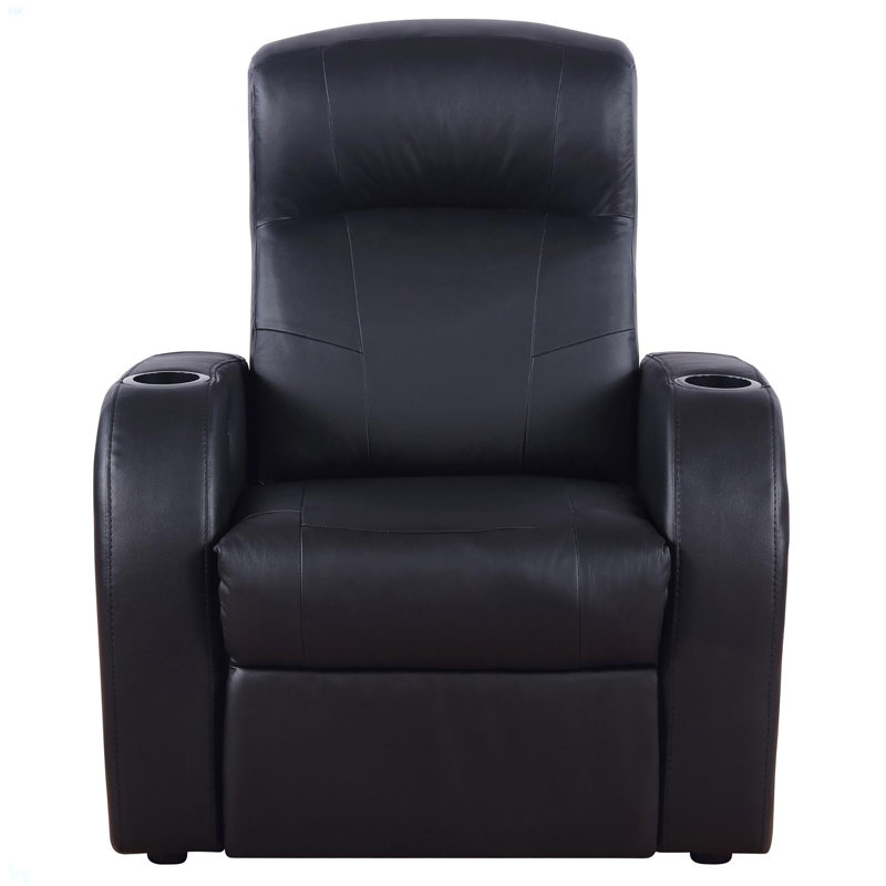Fauteuil inclinable noir rembourré avec porte-gobelet