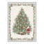 Tapis de Noël vintage vert ivoire lavable à la machine avec motif sapin et père Noël et envers antidérapant-50712022