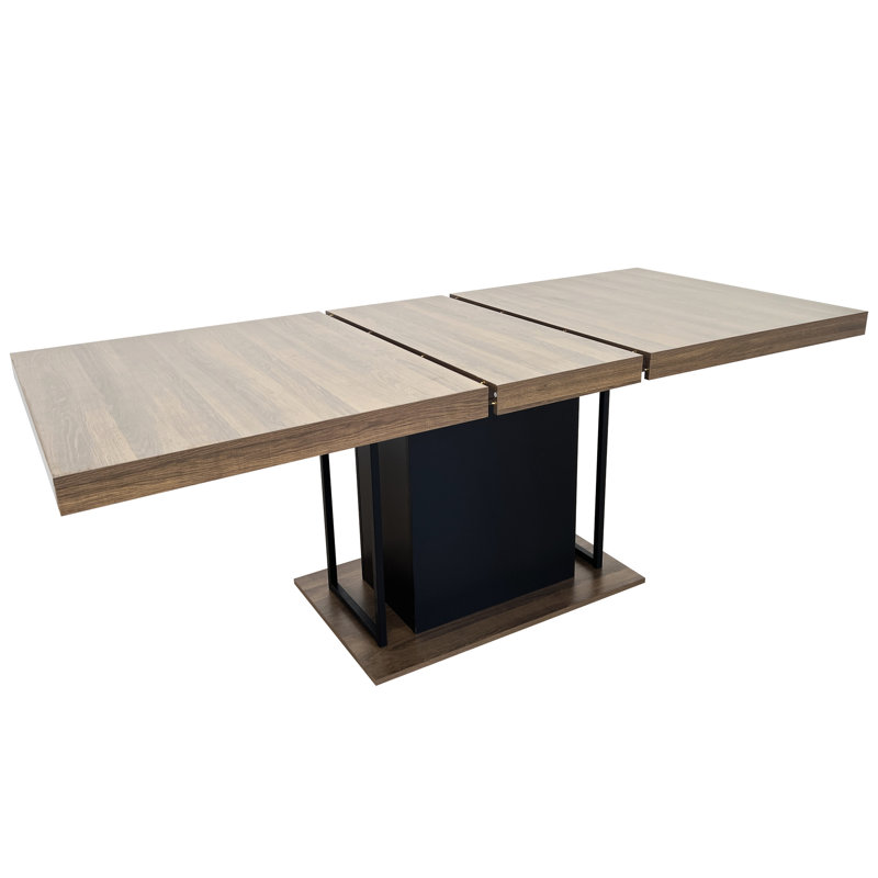 160 - 200 Cm Extendable Table In Aged Wood Tone, Black, Seats 6 10 People, Robust And Dining Wood, Cm, Build