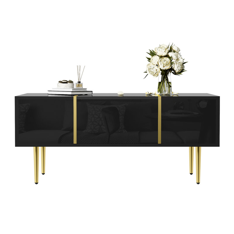 Modern High-Gloss Coffee Table with 2 Drawers