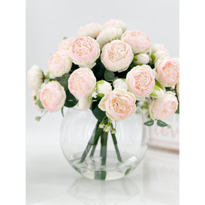 Centre de table artificiel avec pivoines roses