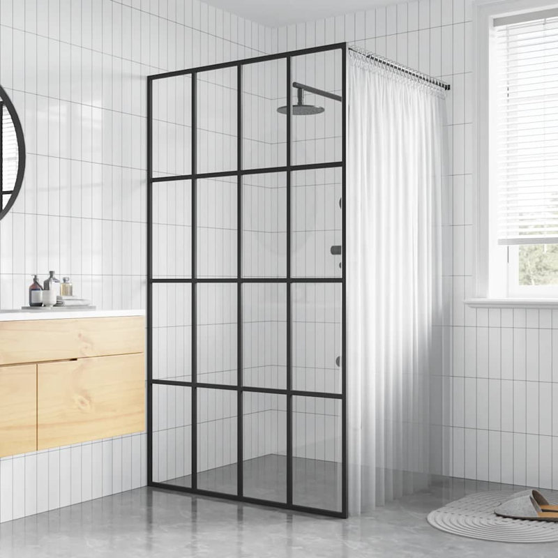 Walk-in Shower Screen Clear Tempered Glass 31.5 x 76.8 in Frameless Shower Screen Minimalist Bathroom Panel