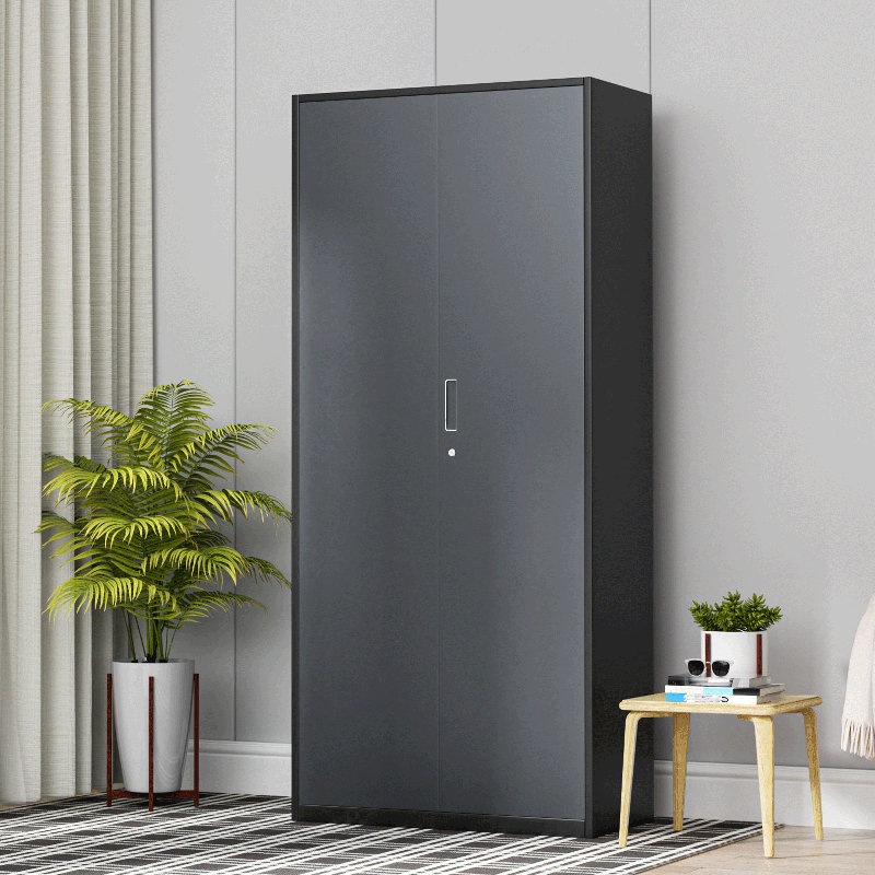 Metal Storage Cabinets With Lock, 71" H x 31.5" W x 15.75" D, Gray/Black