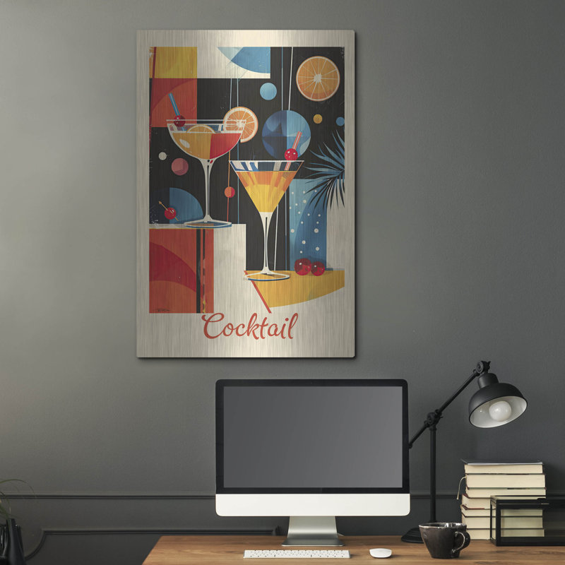  «Vintage Abstract Cocktail Affiche 1» par Momart, art mural en métal, 24 po x 36 po, H 36 po x l 24 po