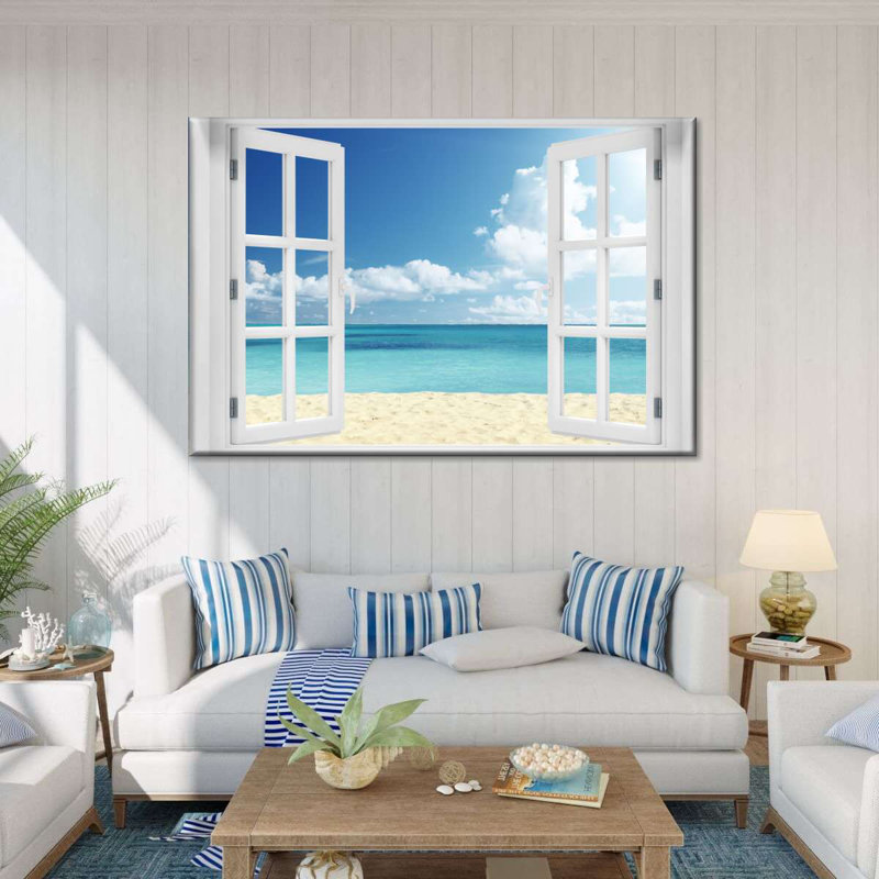 Window To Remote Beach Canvas Print, H 8 po x l 12 po x P 1 po