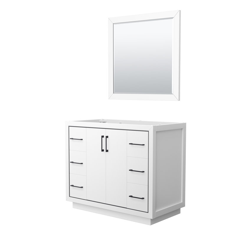 Base de meuble-lavabo double 71 po avec miroir Icon, Blanc / noir mat