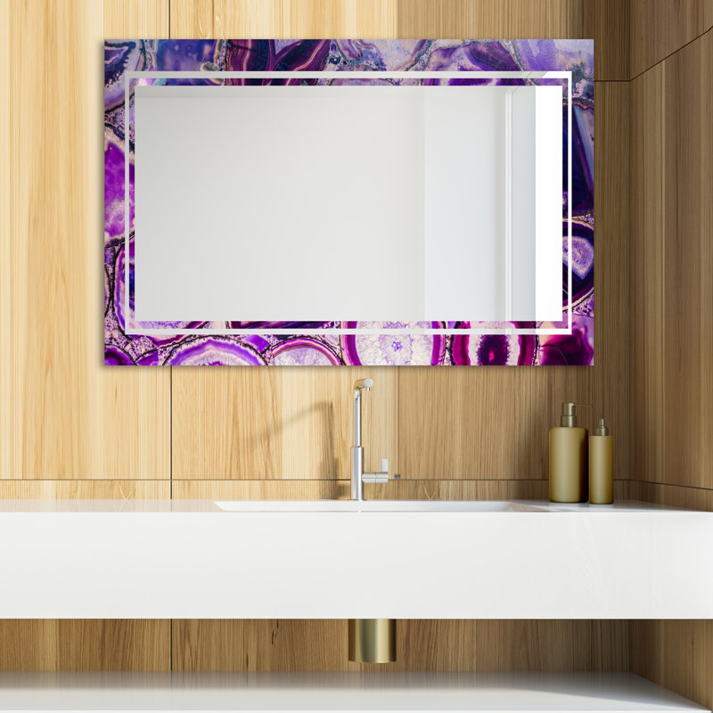 Glam Modern & Contemporary Vanity Mirror, 48" H x 30" W, Marbled Geode