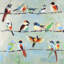 Petits oiseaux colorés abstraits - Décoration sur toile encadrée