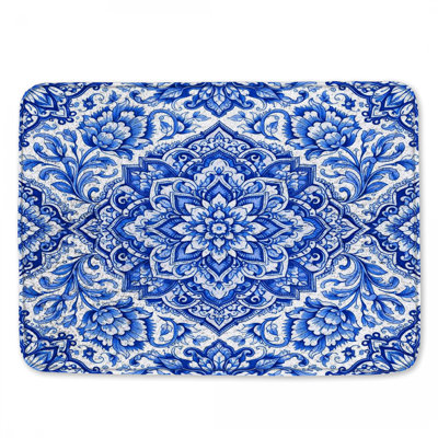Blue Floral Mandala Bath Mat
