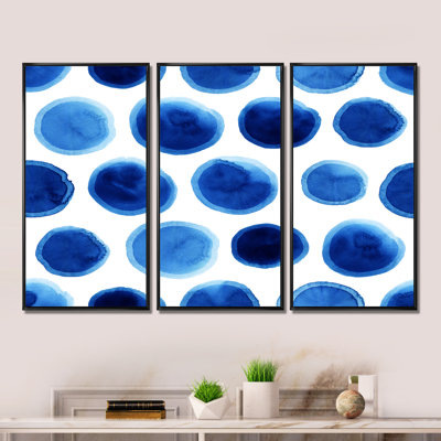 Pois dans les tons de bleu foncé II - ensemble d'art mural moderne sur toile encadrée 3