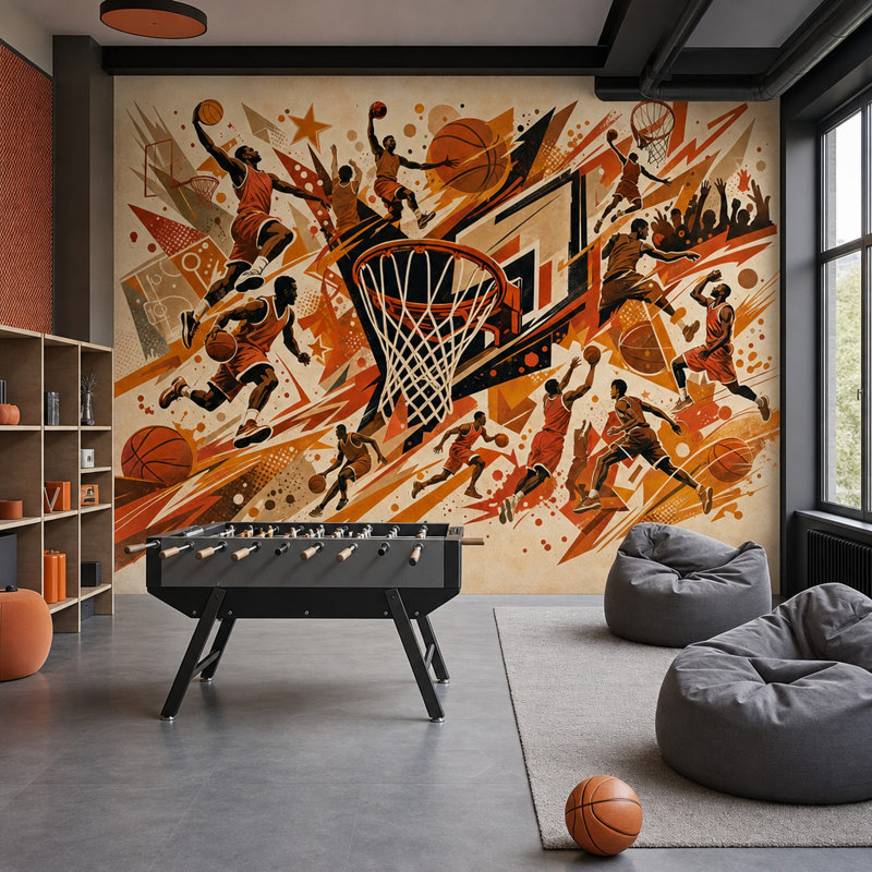 Murale Basketball, 80 po x 96 po, Non tissé