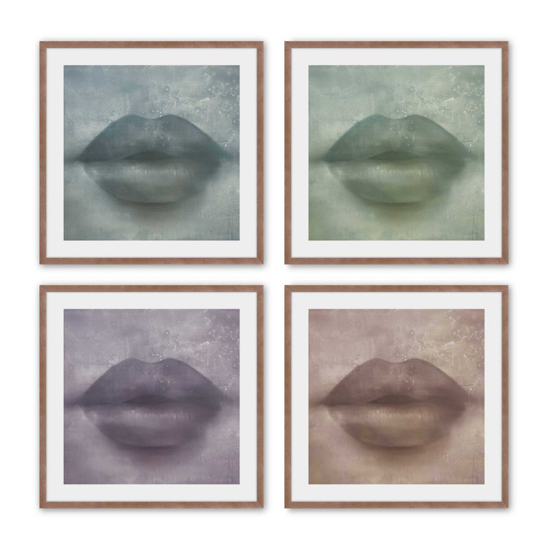 " Whispered Kiss Quadrant " by Golden Glow Interiors 4 - Pieces, Rose poudre, H 13 po x l 13 po