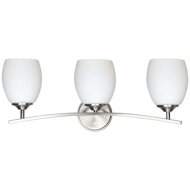 Applique murale 3 lumières pour meuble-lavabo 3 lumières avec abat-jour en verre blanc 22 po