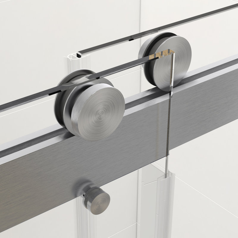 Frameless Double Sliding Tub Door, Grey