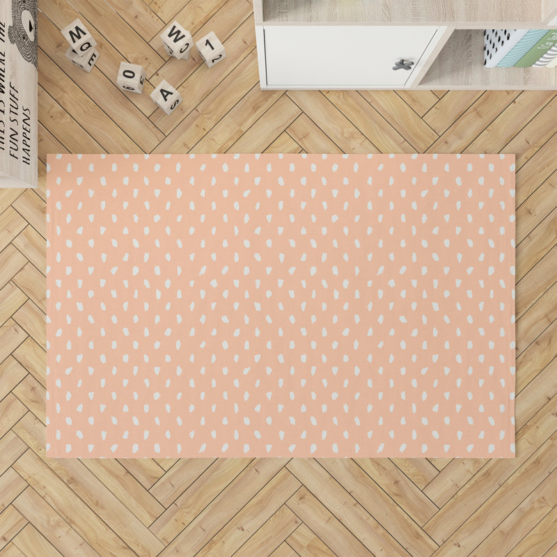 Splat Point Charcoal Kids Play Mat, Peach/Orange, Rectangle 2' x 3'