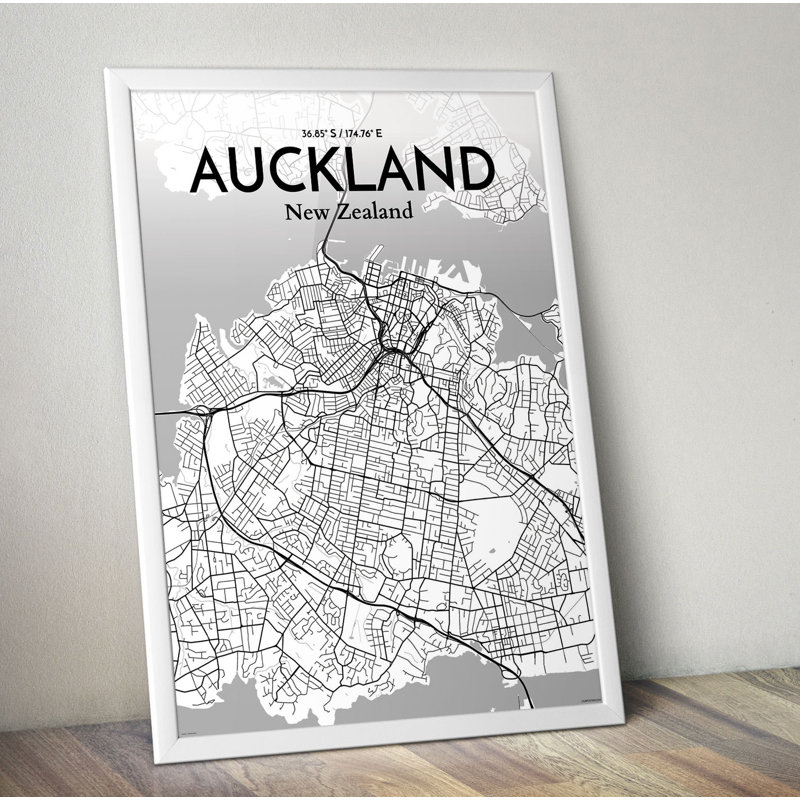 Auckland City Map - No Frame Print, 91cm H x 61cm W x 0.13cm D