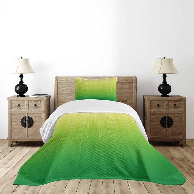 Ambesonne Ambesonne Lime Green Bedspread Striped Futuristic Pale Green