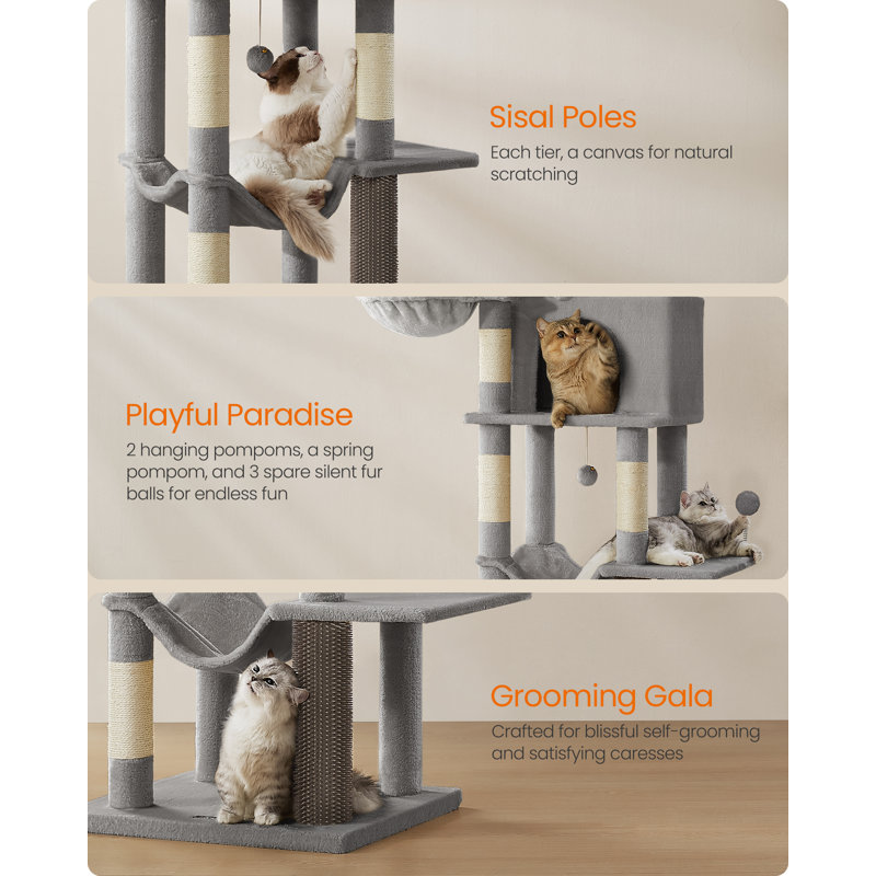 175cm H Cat Tree, Dove Grey