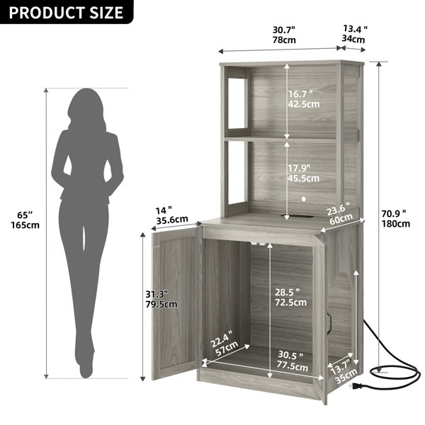 52" Hidden Litter Box Cabinet With Shelves - Dog Proof Cat Litter Box Furniture Enclosure With Scratch Pad