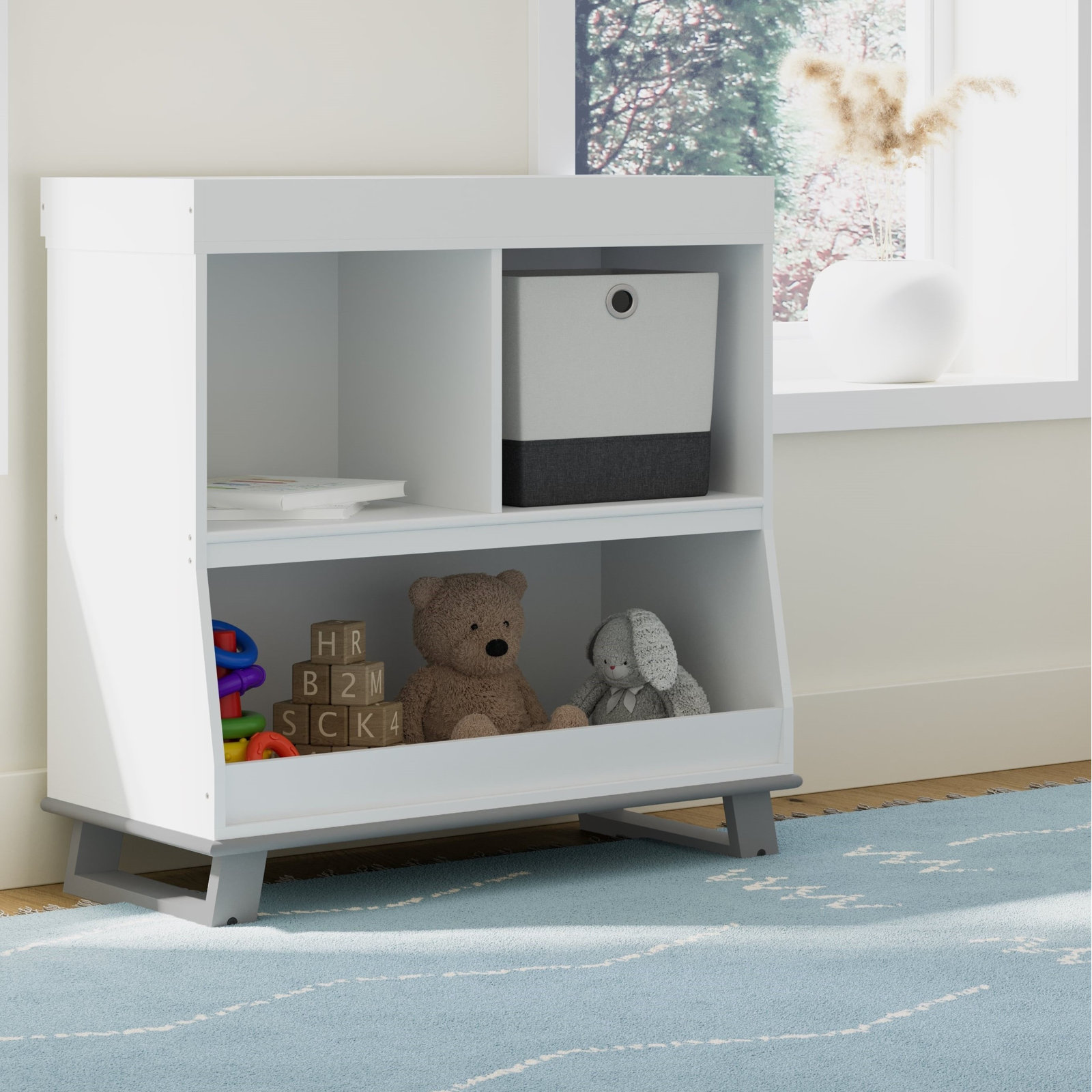 Modern Changing Table, White/Pebble Gray