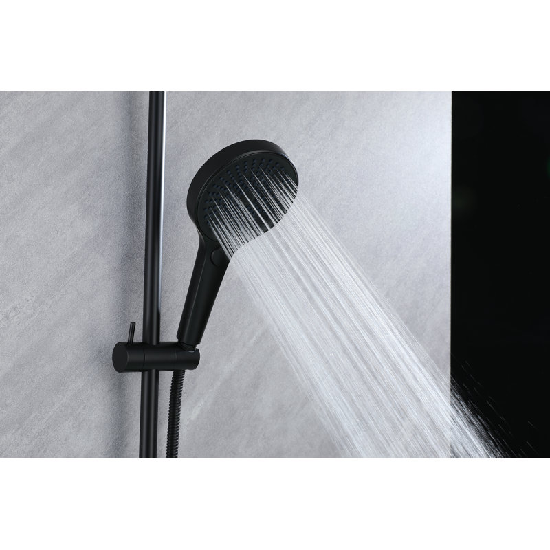 Matte Black Adjustable Wall Mounted Handheld Shower Faucet Set