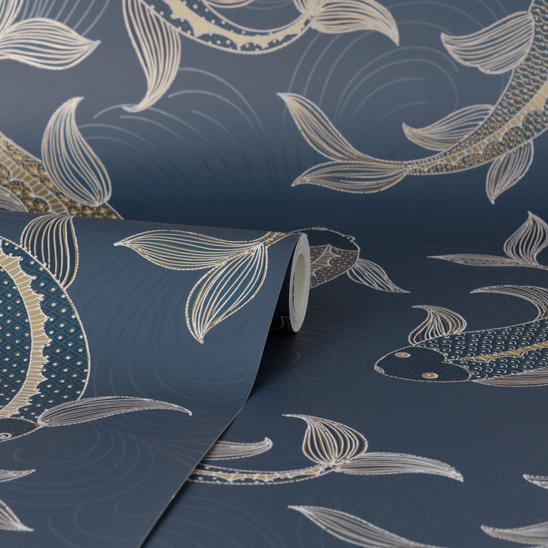Dashiell Decorative Fish Wallpaper, Navy
