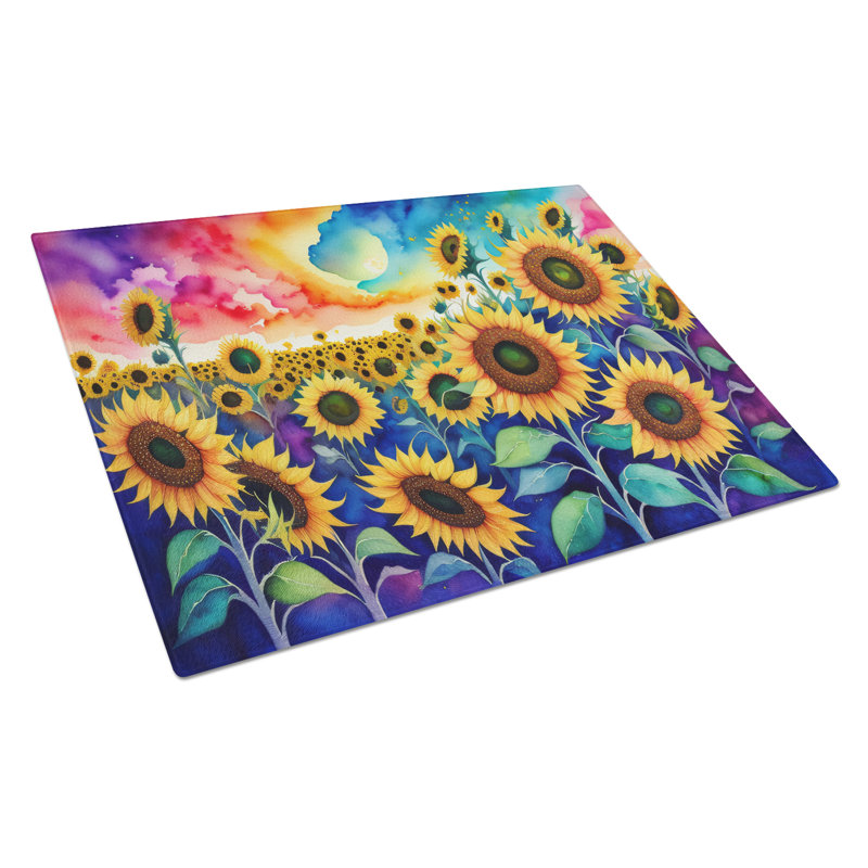 Sunflowers in Colour Glass Cutting Board Large