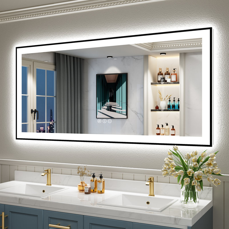Miroir de salle de bain Tyeishia Matte, 60 po x 30 po