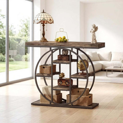 Chic Console Table with Multi-Tier Shelving,Modern Sofa Table,Versatile Entryway Table,Storage Console Table,Accent Table(Only 1Pcs Console Table)