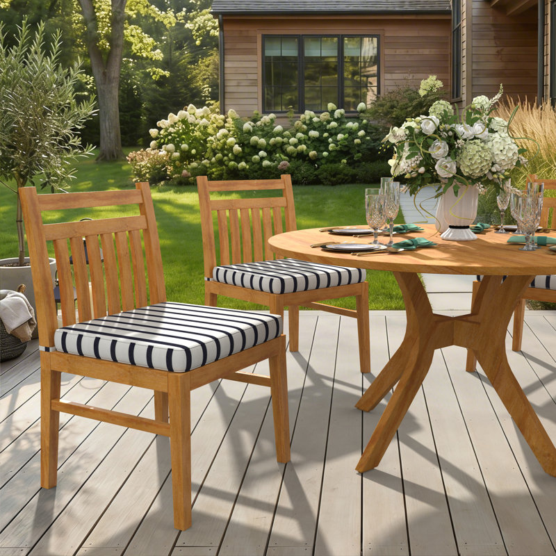 Sunbrella Indoor/Outdoor Dining Chair Cushion, 21" W x 19" D, Sunbrella® Lido Indigo