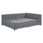 Lit de jour pleine grandeur avec rangement, cadre de canapé-lit moderne en lin pour chambres d'amis et espaces de vie élégants