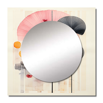 Asian Art Seashell Sumi IX - Asian Large Square Mirror For Wall Art Decor