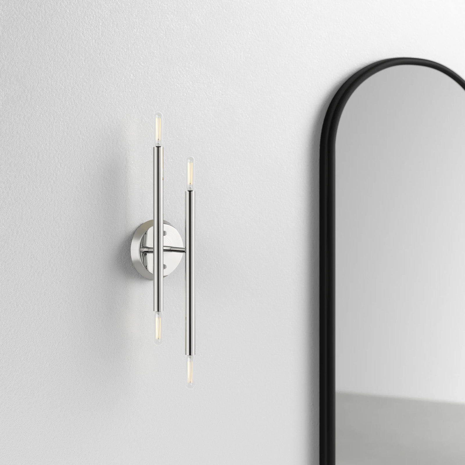 Poco Steel Armed Sconce, Polished Chrome