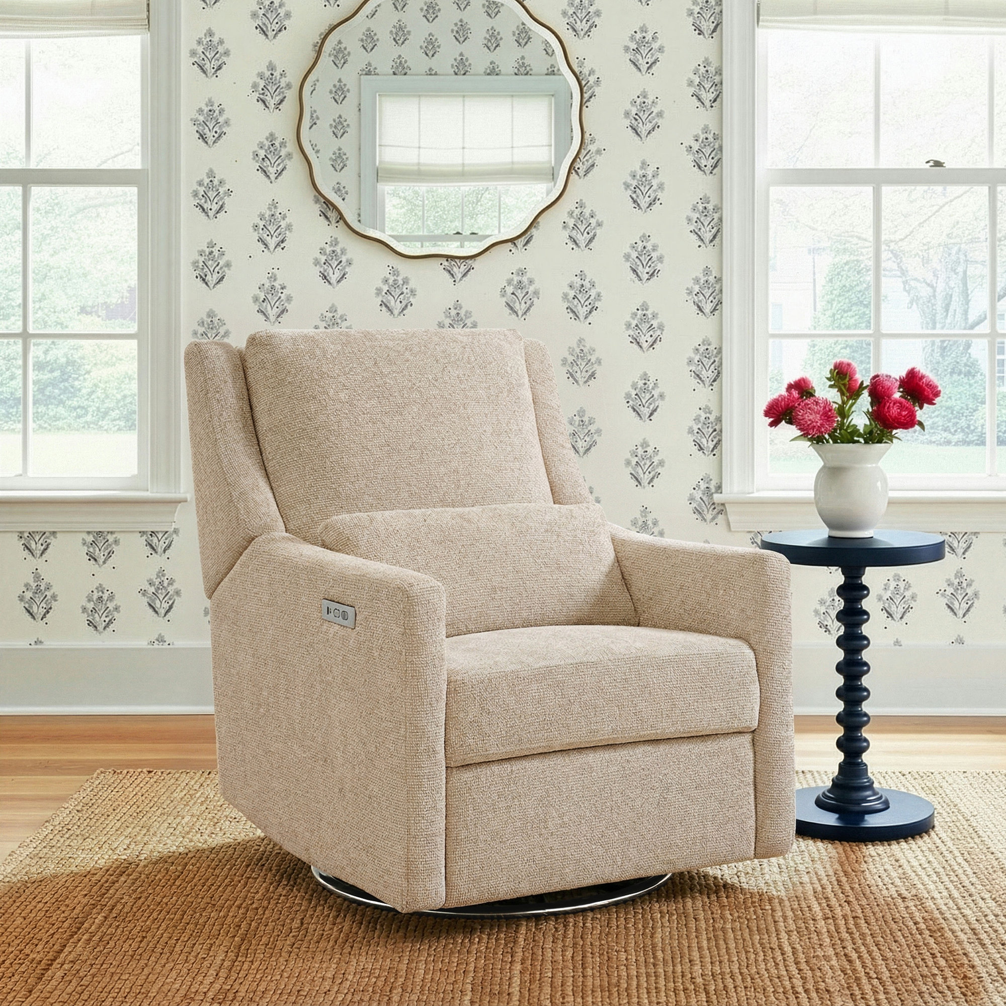 Seoul Power Recliner With USB-C Charging Ports, Nightlight & Lumbar Pillow, Sand, Tan