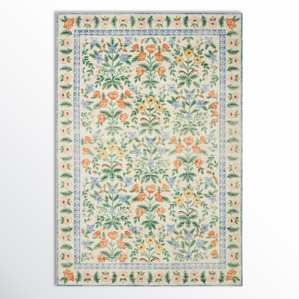 Rifle Paper Co. x Loloi Eden Mughal Garden Cream Rug feat CloudPile