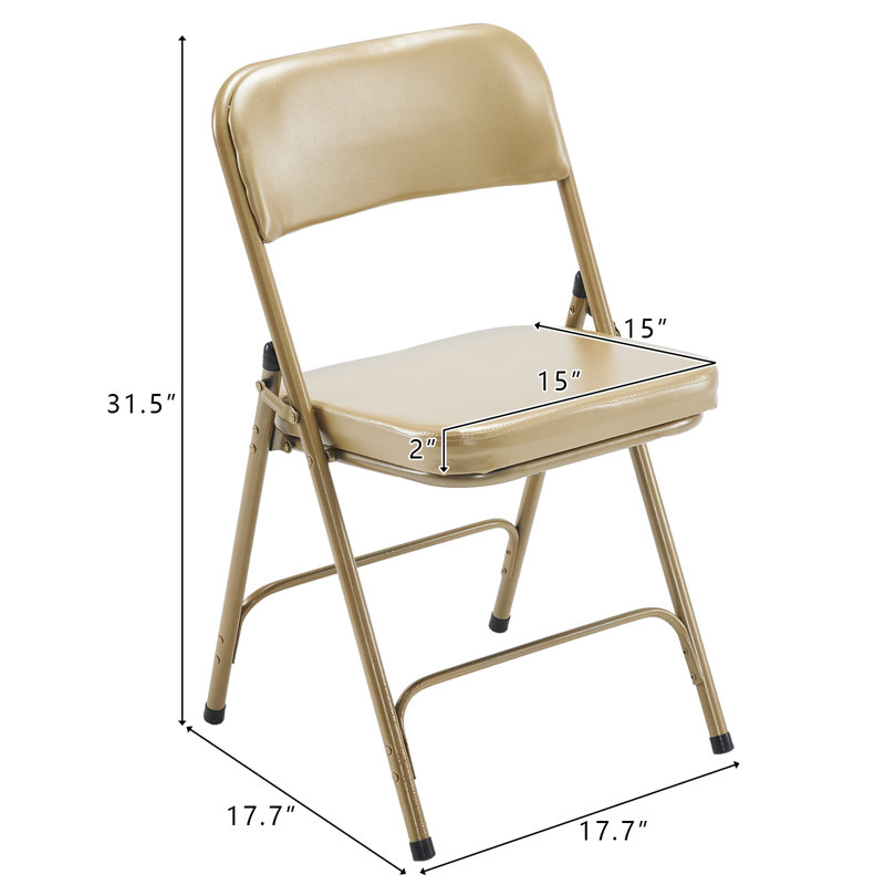 Ensemble de chaises pliantes empilables rembourrées en similicuir Manilo, Champagne