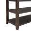 Console rétro avec deux tablettes ouvertes, structure en bois de pin massif et pieds pour le salon (espresso)-366626526-366626524