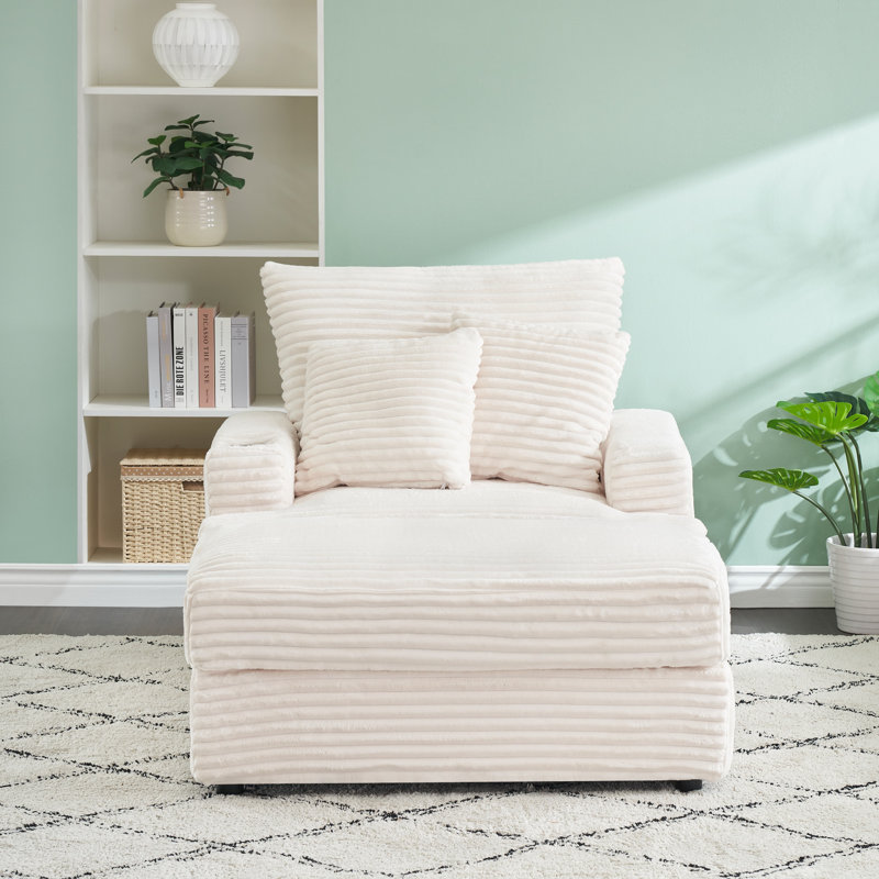 Ensemble de fauteuils avec repose-pieds et repose-pieds de 39 pouces - canapé simple confortable, Blanc