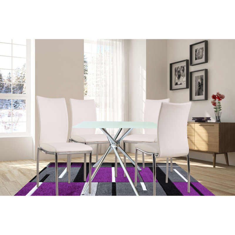Table de salle à manger carrée 36 po 36 po - chaises rembourrées modernes et table blanche 5 po avec plateau en verre