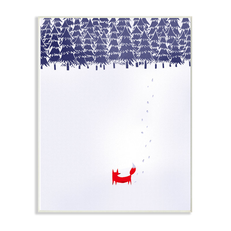 Décoration murale pour enfants Allain Minimal Fox in the Snow, H 15 po x l 10 po x P 0,5 po, Plaque murale