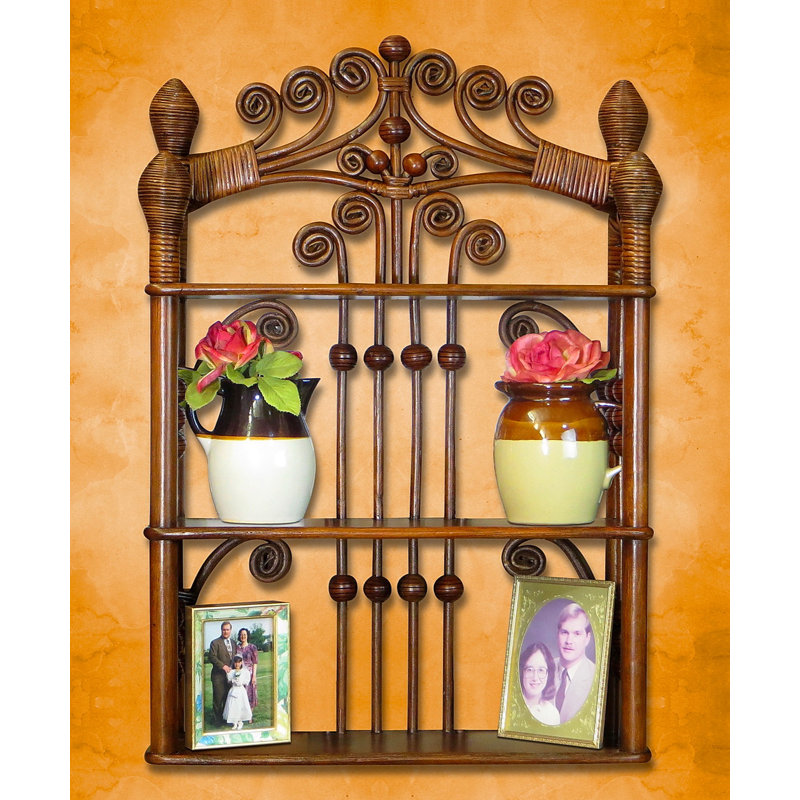 Farmhouse Wall Hanging Shelf In Palm Island Brown, Brown