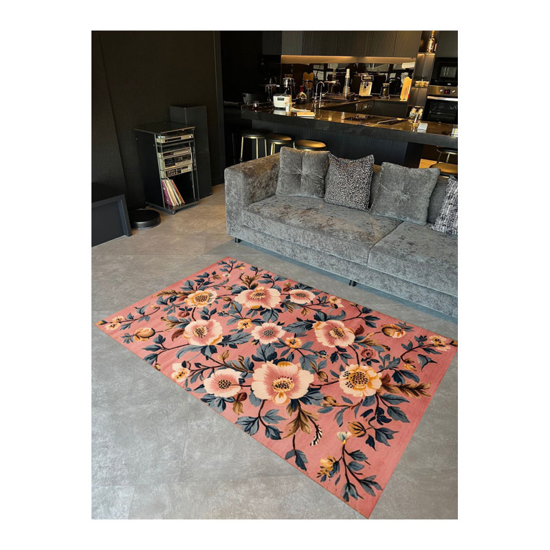 Tapis lavable en machine à motif floral rose Paris, Tapis de couloir 3 pi 3 po x 9 pi 10 po