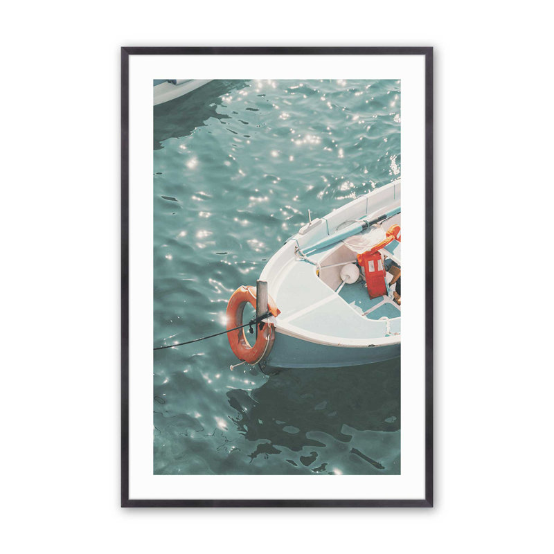 Imprimé nautique d'élégance, dans un cadre en érable brut, Cadre simple en zinc patiné, H 15,25 po x l 12,25 po x P 1,25 po