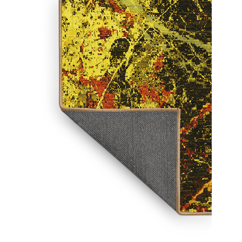 Tapis jaune Mid-Century moderne 2670