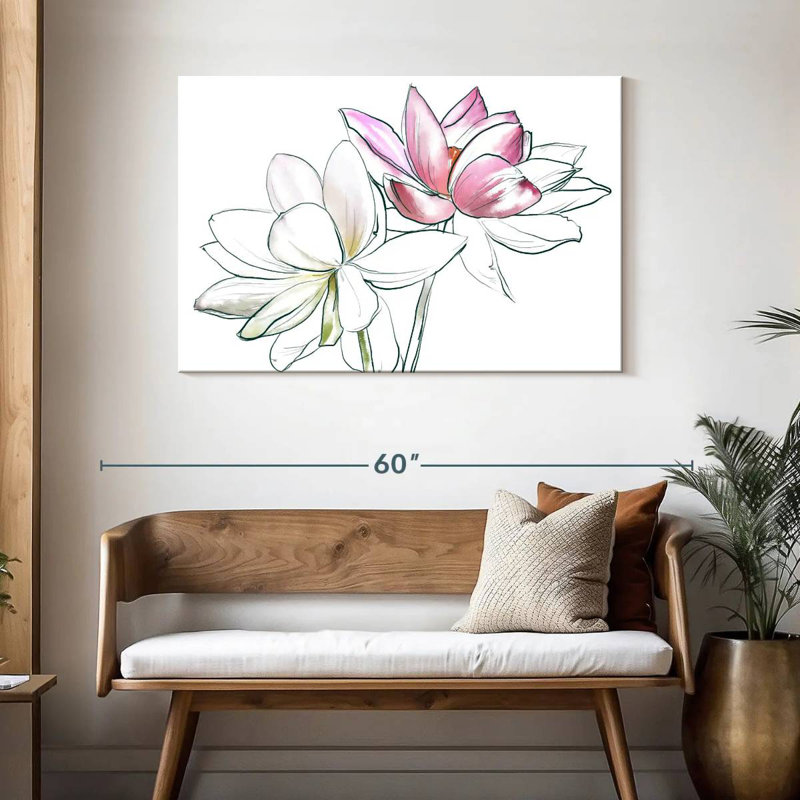 Duo de fleurs de lotus, H 30 po x l 45 po