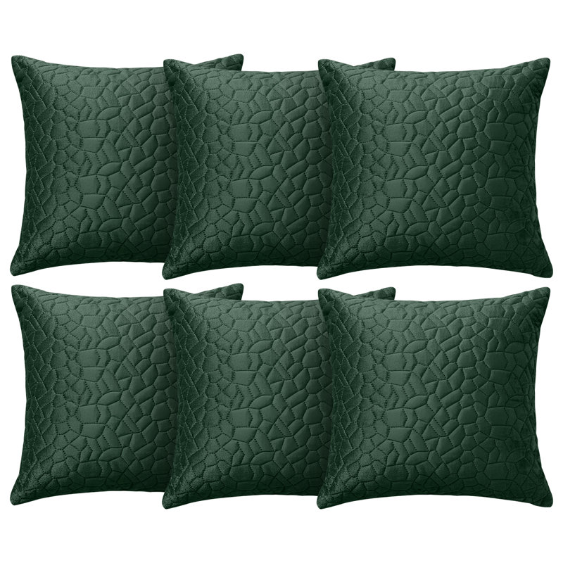 Aspire Homeware Geometric Square Velvet Cushion Covers, Emerald, Pack of 6