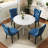 Round Wood Dining Set with Tufted Dining Chair-567170488-567170433-567170438