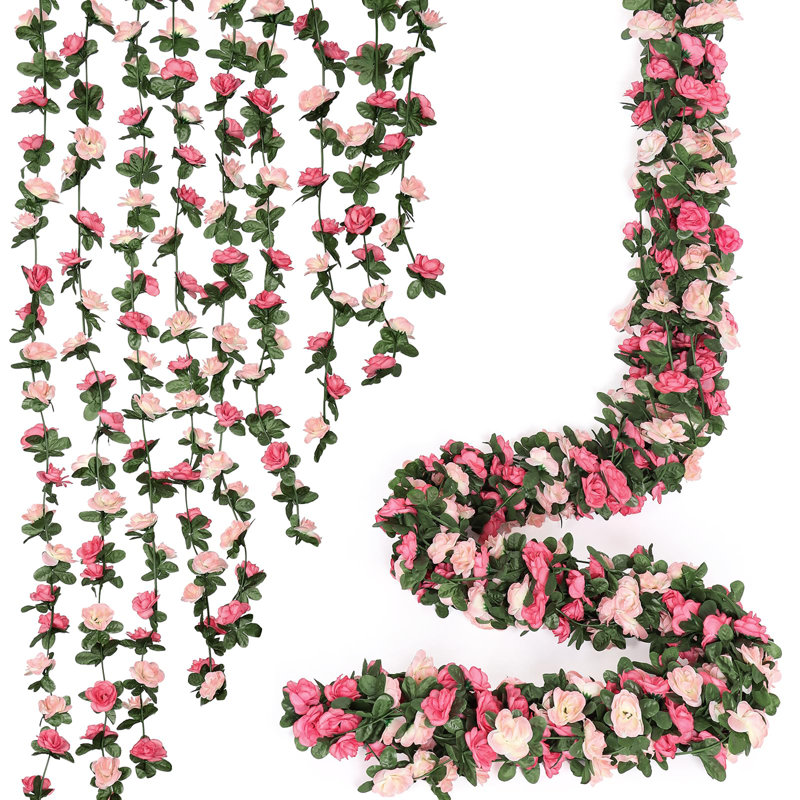 Paquet de 9 guirlandes de fleurs artificielles 72 pi, Rose
