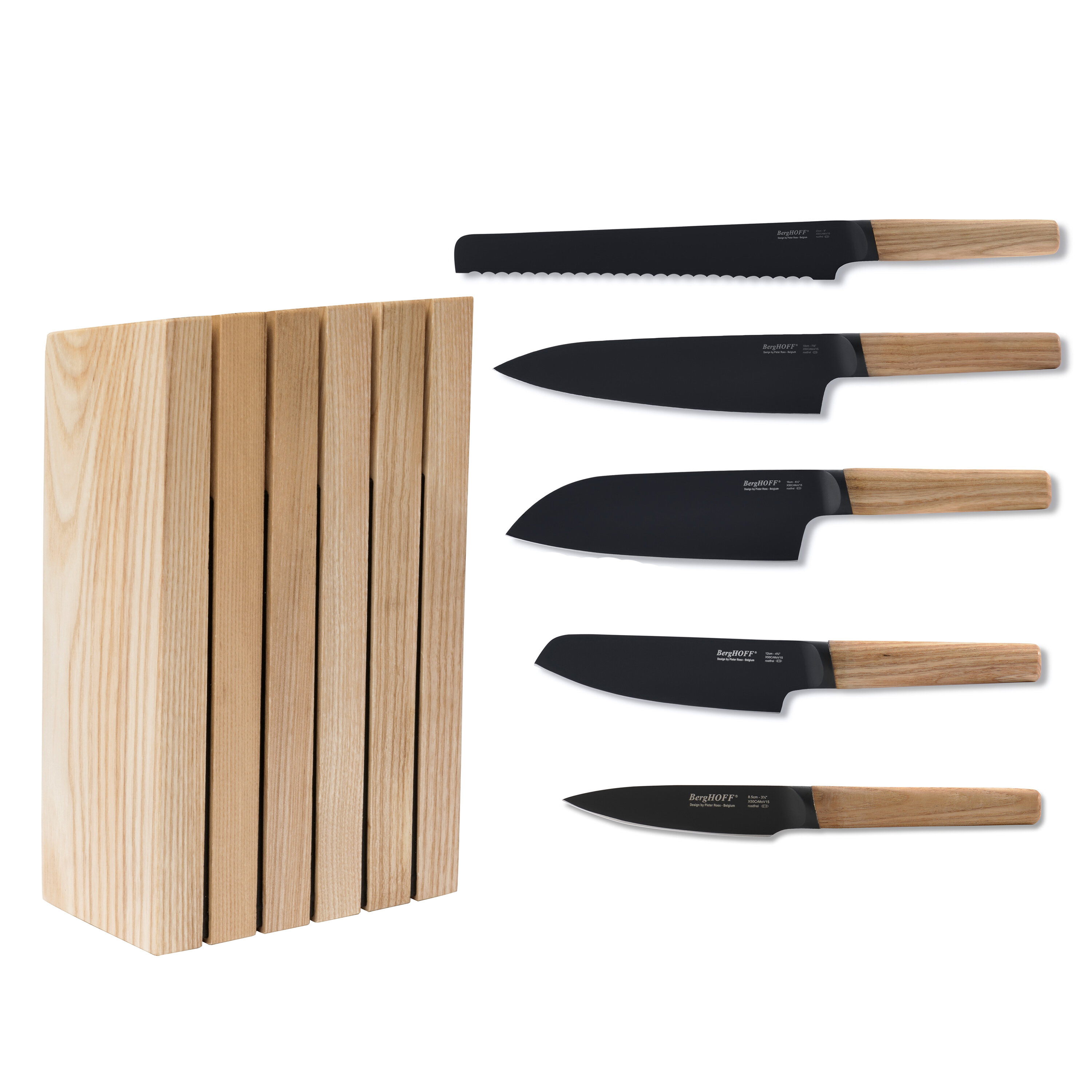 BergHOFF Ron 4 Pieces Knife Set With Ash Wood Natural Handle