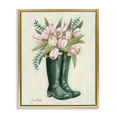 Tulips in Rain Boots Floating Frame, design by Sara Baker